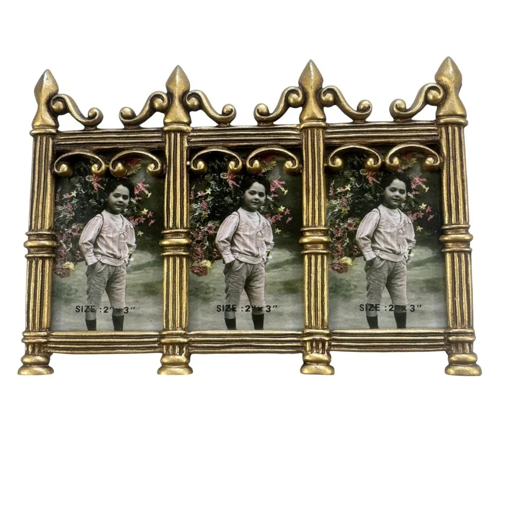 Ornate Metal Photo Frames Set of 3 Ornate Brass Silver Victorian Gothic Vintage